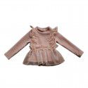 Autumn and winter style Strawberry Shan Korean children's dress girls' fake two pieces of lace foreign fairy gas plush T-shirt pre-sale 