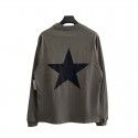 Double thread five-pointed star trend loose high street men and women lovers long sleeve T-shirt men 