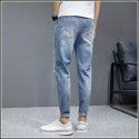 Perforated Pants Jeans Men's Slim Fit Feet Casual Versatile Beggar Fashion Brand Cropped Pants 