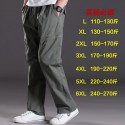 New Men's Water Wash Casual Pants Multi Pocket Fat Work Wear Pants Cotton Loose Large Elastic Waist Fat Guy Pants 