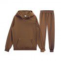 Men's pullover sweater set manufacturer polyester plush sweater hoodie+two-piece set of trousers 