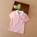 Girls' Short Sleeve T-shirt Polo Shirt Summer New Children's Top Pure Cotton Large Children's Wear Solid Color Underlay Shirt Thin 