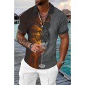 Summer New Short Sleeve Chain POLO Shirt Digital Print Men's Fashion Slim Fit POLOT Shirt 