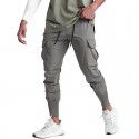 Men's Sports Leisure Pants Fitness Stretch Woven Running Training Leg Wrap Drawstring Guard Pants Cross Border 