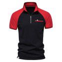 Men's Contrast Polo Shirt Youth Raglan Sports Casual Zip Polo Collar 