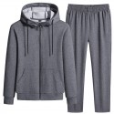 Spring and autumn sports suit men's casual running suit two-piece hood 