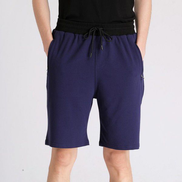 Sports casual pants Summer Korean comfortable men's solid color straight tube loose quarter pants 