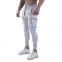 Men's sports pants stretch cotton casual small leg large zip pocket men's pants 