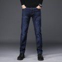 Spring and Autumn Stretch Jeans Men's Straight Fit Jeans Men's Business Medium Waist Dad's Denim Pants 