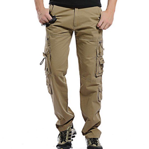 Men's overalls Casual cotton outdoor multi-pocket solid color pants Men 