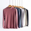 Half High Collar Open Shoulder Top Fashion Stretch Casual Bottom Shirt Long Sleeve Men's T-Shirt 