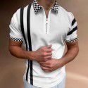 Autumn New Men's POLO Shirt Men's Casual Short Sleeve Polo T-shirt 3D Print Short Sleeve Zipper POLO 