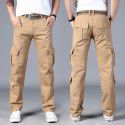 Men's Tough Guy Workwear Pants Outdoor Casual Pants Straight Fit Cotton Multi Bag Pants 