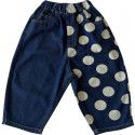 Children's wear Children's pants Spring wear New Korean polka dot jeans Fashionable baby color contrast casual pants 