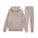 Men's pullover sweater set manufacturer polyester plush sweater hoodie+two-piece set of trousers 