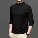 Autumn New Brand Men's Wear Solid Color Men's Pullover Fashion City Middle Neck Underlay T-shirt Silk Men's T Shirt 