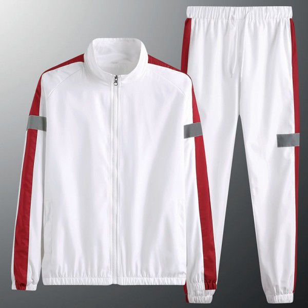 Casual Sports Cardigan Set Men's Autumn Reflective Stripe Set Sold High Volume Low Price Group Purchase Print 