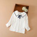 Girls' long-sleeved T-shirt autumn thin children's wear with Korean version of Chinese and large children's lapel bottom shirt Children's top 