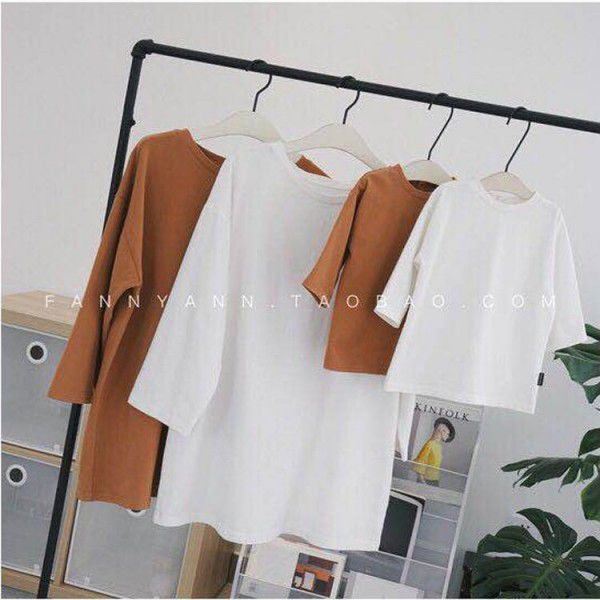 Children's clothing Parent-child clothing Baby's medium sleeve T-shirt Simple mother-child clothing Top Medium length 