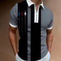 Autumn New Men's POLO Shirt Men's Casual Short Sleeve Polo T-shirt 3D Print Short Sleeve Zipper POLO 