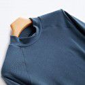 Half High Collar Open Shoulder Top Fashion Stretch Casual Bottom Shirt Long Sleeve Men's T-Shirt 