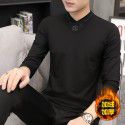 Modal men's long-sleeved t-shirt autumn and winter new slimming trend warm plush v-neck clothes bottoming shirt men 