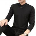 Modal men's long-sleeved t-shirt autumn and winter new slimming trend warm plush v-neck clothes bottoming shirt men 