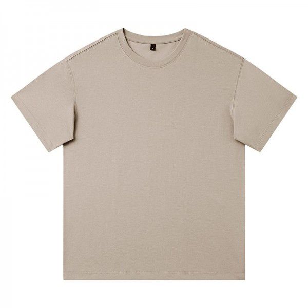 Cotton Short Sleeve T-shirt Men's Slightly Shouldered Casual Top Fashion Brand Heavy Duty T-shirt Earth Color Casual T-shirt 