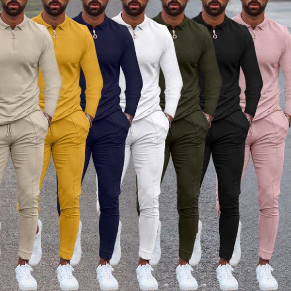 Men's fall new long-sleeved slimming trend casual fashion sports suit 