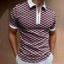 Autumn New Men's POLO Shirt Men's Casual Short Sleeve Polo T-shirt 3D Print Short Sleeve Zipper POLO 