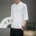 Summer Chinese Style Men's Large Short Sleeve Retro Chinese Style Disc Button Tang Dress Cotton Hemp T-shirt Half Sleeve Top Fashion 