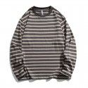 American Cotton Couple Stripe Long Sleeve T-shirt Men's Spring Fashion Brand New Loose Versatile Bottom Shirt Top 