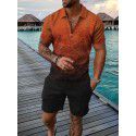 European and American men's new supply casual color contrast POLO zippered polo short sleeve suit 