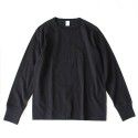 Heavy Weight Retro American Cotton Rough All Cotton Seamless Tube Woven American Roll Collar Long Sleeve T-shirt Men 