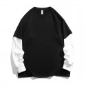 Spring New Cotton Fake Two Pieces Long Sleeve T-shirt Men's Fashion Couple Loose Sweater With Underlay Shirt Men 