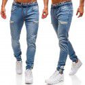 European and American men's denim fabric casual frosted zipper design sports jeans men 