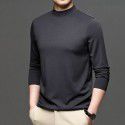 Autumn New Brand Men's Wear Solid Color Men's Pullover Fashion City Middle Neck Underlay T-shirt Silk Men's T Shirt 