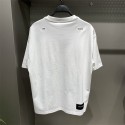 Spring/Summer New Men's Denim Panel Wide White Short Sleeve T-Shirt 