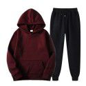 Spring and Autumn Men's Casual Solid Hooded Sportswear Couple Set Slim Fit Fashion Set 