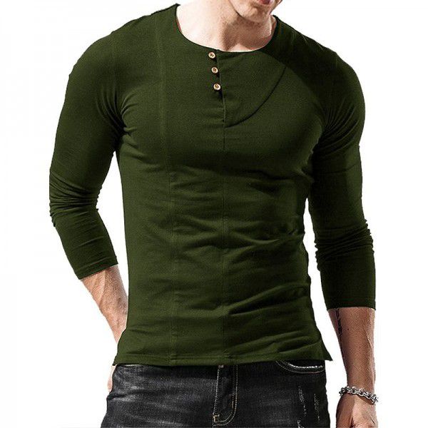 European and American men's long-sleeved round neck T-shirt Men's bottom shirt Men's T-shirt 