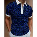 Autumn New Men's POLO Shirt Men's Casual Short Sleeve Polo T-shirt 3D Print Short Sleeve Zipper POLO 