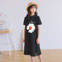 Summer New Medium to Large Kids Korean Version Loose Medium to Long T-shirt Girls Little Daisy Short Sleeve Top 