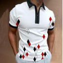 Autumn New Men's POLO Shirt Men's Casual Short Sleeve Polo T-shirt 3D Print Short Sleeve Zipper POLO 