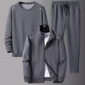 New men's spring and autumn sportswear suit middle-aged father's loose sweater three-piece large casual coat 