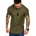 Autumn Round Neck Slim Fit Pleated Casual Short Sleeve Youth Fashion Underlay Men's Sports Raglan Sleeve 