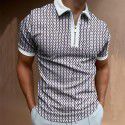 Autumn New Men's POLO Shirt Men's Casual Short Sleeve Polo T-shirt 3D Print Short Sleeve Zipper POLO 