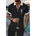 Summer New Short Sleeve Chain POLO Shirt Digital Print Men's Fashion Slim Fit POLOT Shirt 