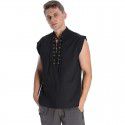 Men's loose fitting medieval Viking sleeveless shirt Gothic Victorian era top T-shirt 