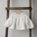 Girls' Top Autumn New Cute Foreign Fashionable Baby Doll Shirt Sen Cotton Linen Long Sleeve T-shirt Children's Wear 