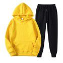 Spring and Autumn Men's Casual Solid Hooded Sportswear Couple Set Slim Fit Fashion Set 